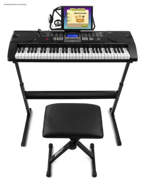 MAX KB1SET Keyboard Set mit 61-Tasten-Keyboard, Ständer, Hocker und Kopfhörer