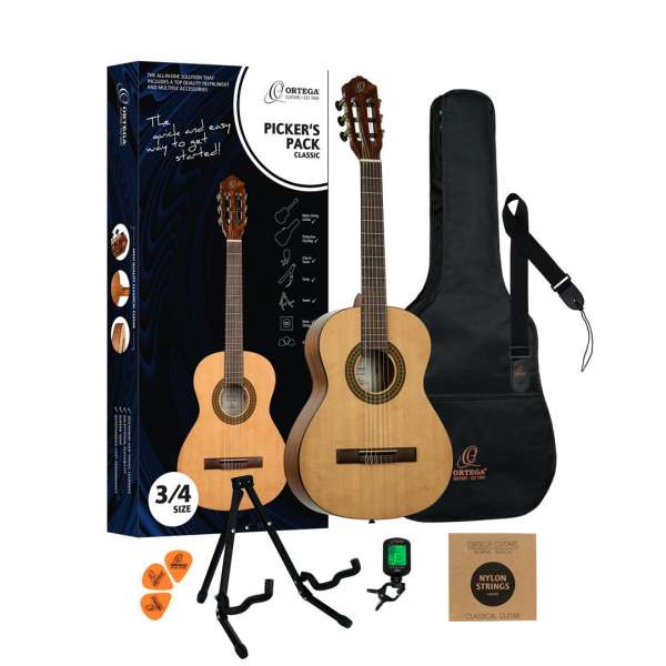 ORTEGA Picker´s Pack 3/4 Nylon Saiten Akustikgitarre Set
