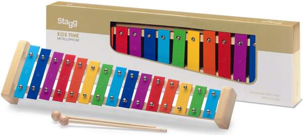 Stagg META-K15 RB - Metallophon mit 15 farbkodierten Stäben und zwei Holzschlägeln