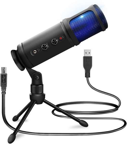 Power Dynamics PCM120 USB Podcast Mikrofon mit LED und Kopfhörer-Anschluss