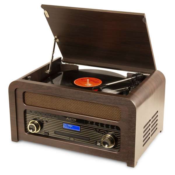 Fenton Nashville Retro-Plattenspieler mit Bluetooth, CD-Player, UKW- und DAB-Radio