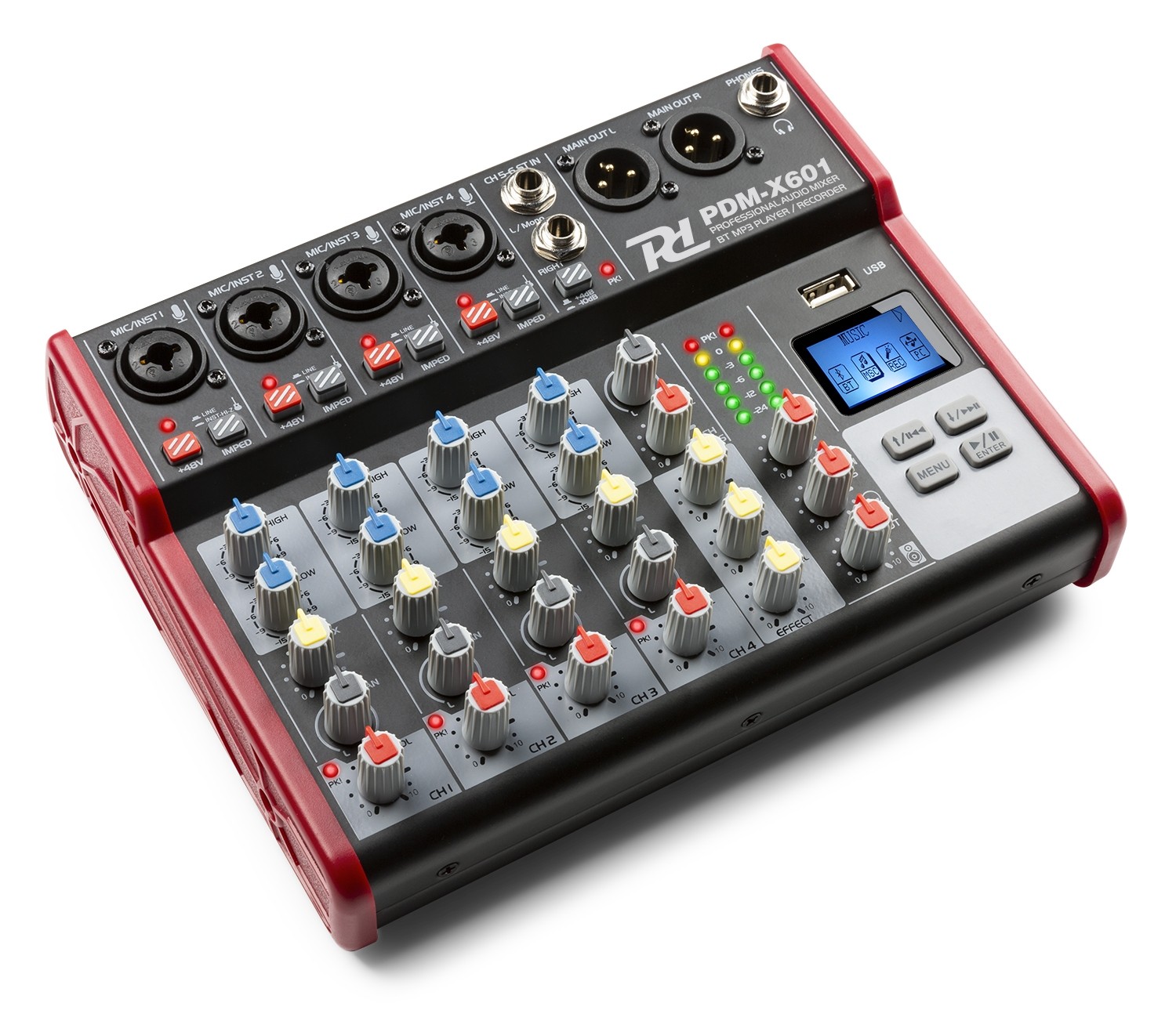 Power Dynamics PDMX601 Mischpult mit XLR und Bluetooth USB Media Player