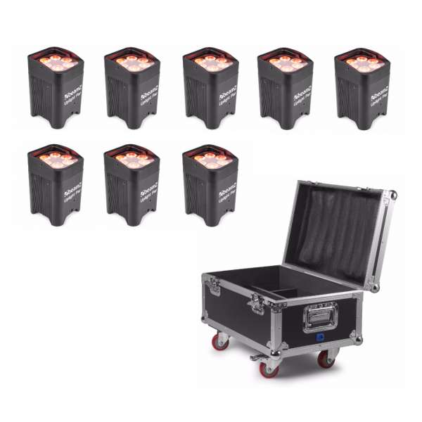 BeamZ BBP96 Akku Uplighting Set 8 mit Ladecase