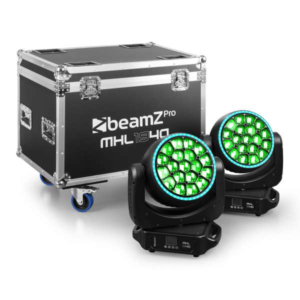 BeamZ Pro MHL1940 Tourset - 2 x LED Wash Moving Head 19x40W Zoom und Case