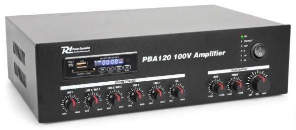 Power Dynamics PBA120 100V Verstärker mit USB / MP3 / BT