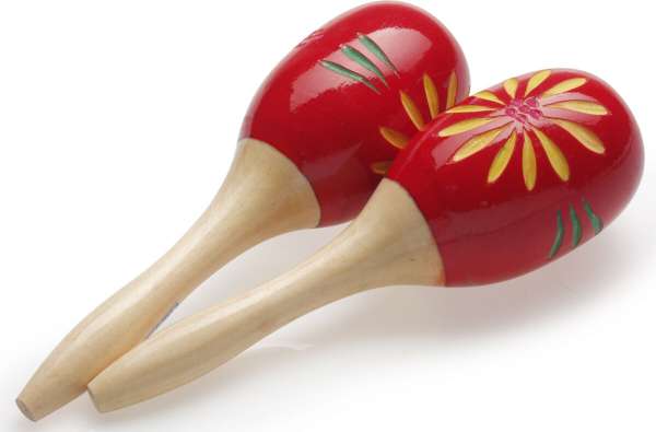 Stagg MRW-16 - Paar ovaler Holz Maracas, Blumen-Finish, rot, 16 cm