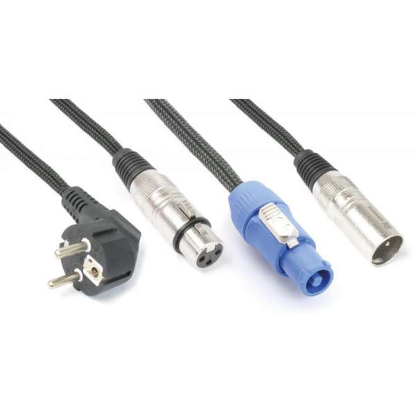 PD Connex Audio Kombi Kabel Schuko - XLR F / Powerconnector A - XLR M 10m