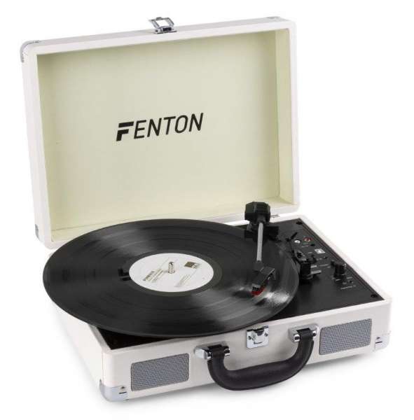 Fenton RP115 BT Plattenspieler im Aktenkoffer-Format mit Bluetooth und integr. Lautsprecher Taubengrau