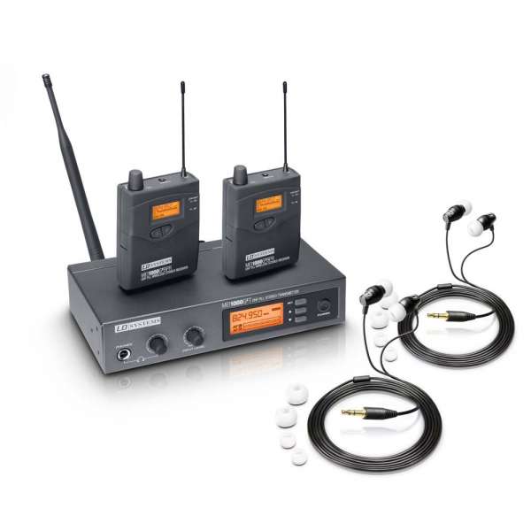 LD Systems MEI 1000 G2 BUNDLE - In-Ear Monitoring System drahtlos mit 2 x Belt Pack und 2 x In-Ear-Kopfhörer