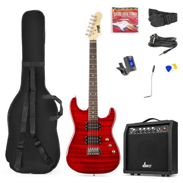 MAX GigKit E-Gitarren-Set quilted Style dark Red