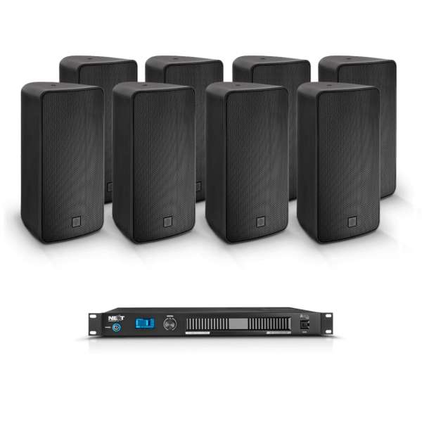 NEXT audiocom 8T6.A504 - Outdooor Installations-Set mit 4-Kanal DSP Verstärker schwarz