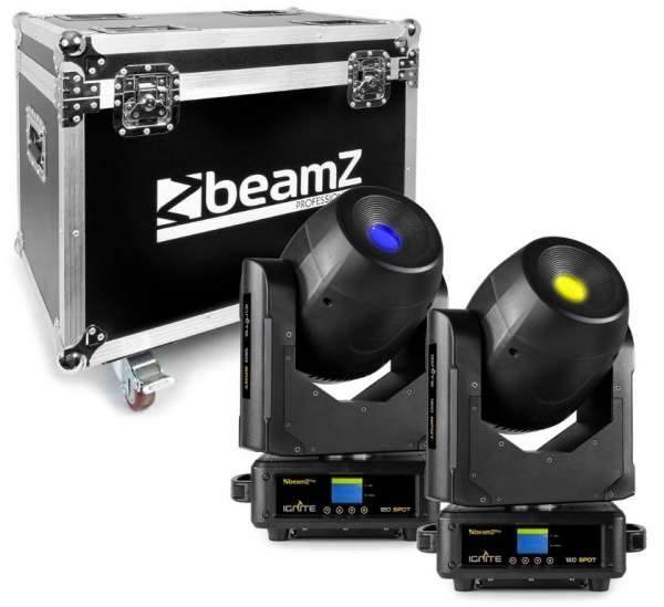 BeamZ Professional Ignite 120 Spot LED Moving Head SET 2 Stück im Flightcase