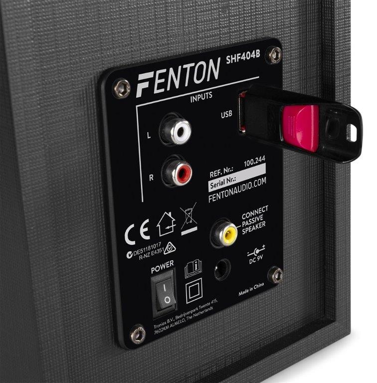 Fenton SHF404B aktives  Hifi Regal-Lautsprecher Set Bluetooth USB Media-Player 