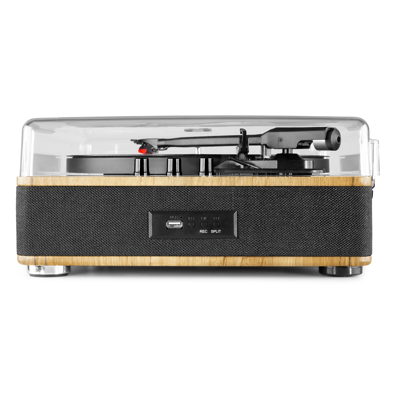 Fenton Plattenspieler RP162 mit Bluetooth und integrierten Lautsprechern heller Holzoptik