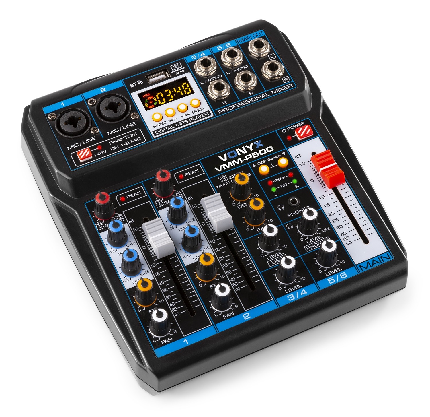 Bluetooth und Effekten VMM P500 Mini Studio Mischpult mit USB-Soundkarte 