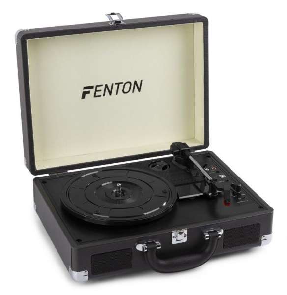 Fenton RP115 BT Plattenspieler im Aktenkoffer-Format mit Bluetooth und integr. Lautsprecher Dunkelgrau