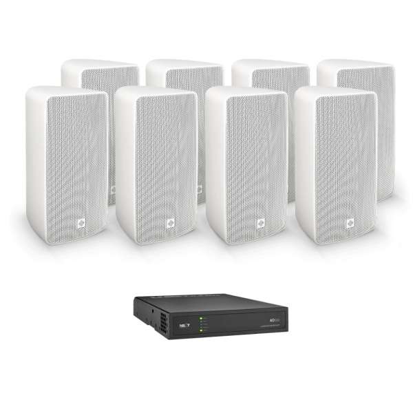 NEXT audiocom 8T6W.AD500 - Installations-Set mit Outdoor-Lautsprechern und DSP Netzwerk-Verstärker