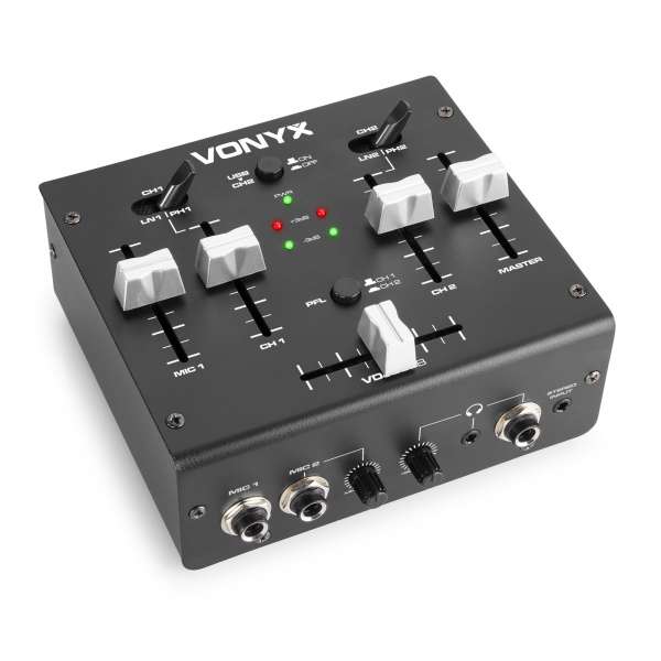 Vonyx VDJ2USB 3-Kanal Stereo DJ Mixer mit USB Soundkarte
