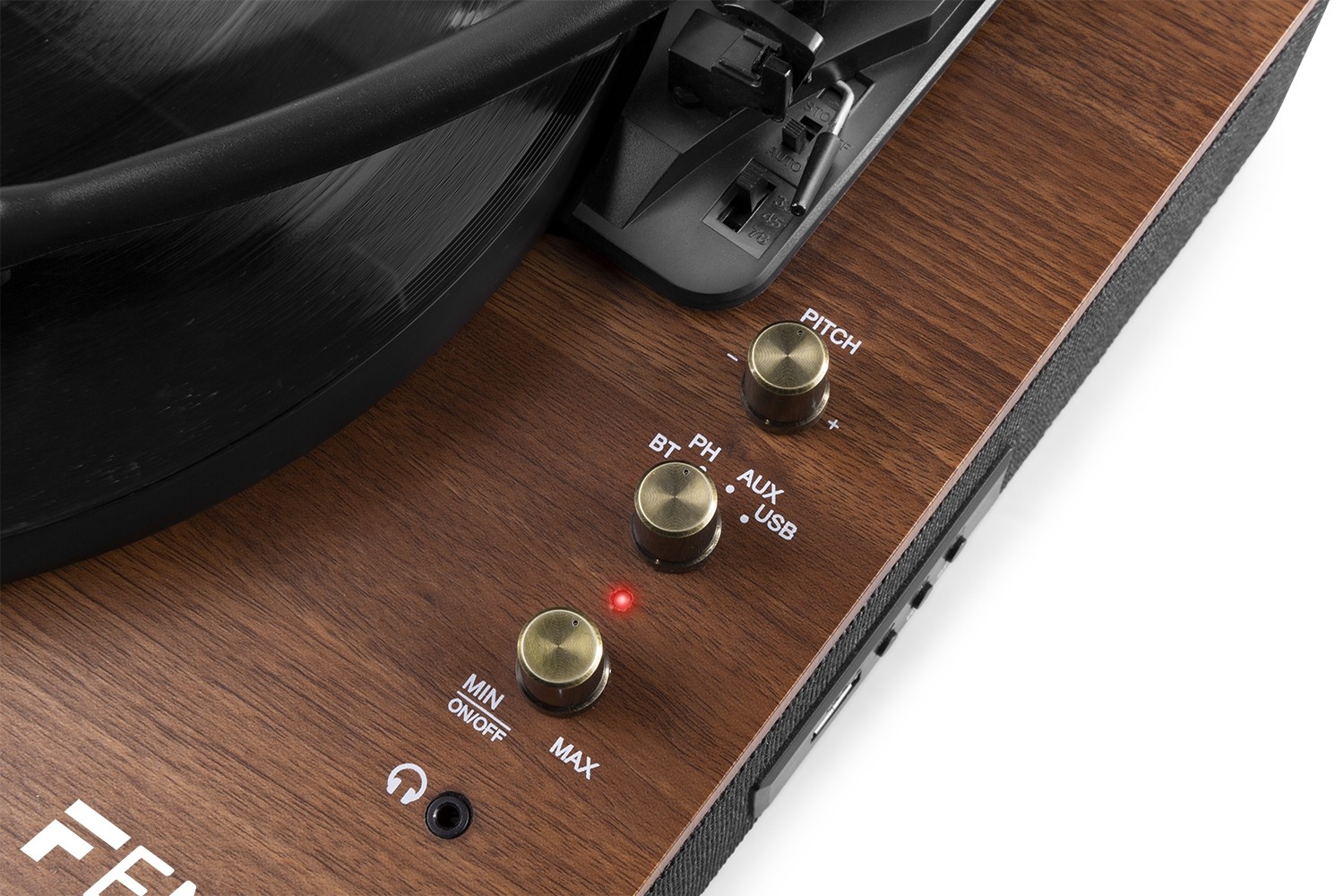Fenton Plattenspieler RP162 mit Bluetooth und integrierten Lautsprechern WalnußHolzoptik