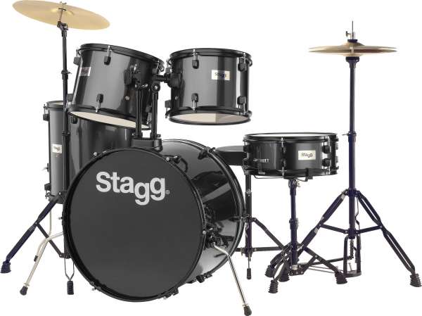 Stagg Schlagzeug Set TIM122B schwarz mit Hardware und Becken