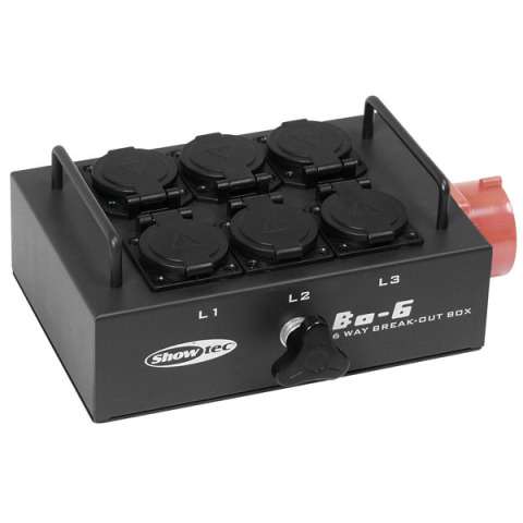 Showtec BO6PW Breakoutbox CEE 16A 5Pins to 6 Schuko's (with Phas