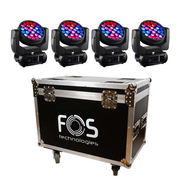 FOS IQ 28x12 Wash Tourset - 4 x Movinghead mit Zoom und Segmentkontrolle im Case