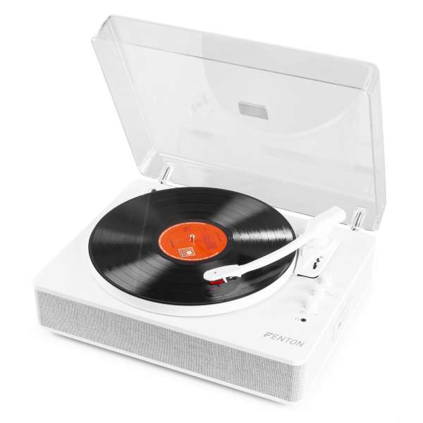 Fenton Plattenspieler RP162 mit Bluetooth und integrierten Lautsprechern weißer Holzoptik