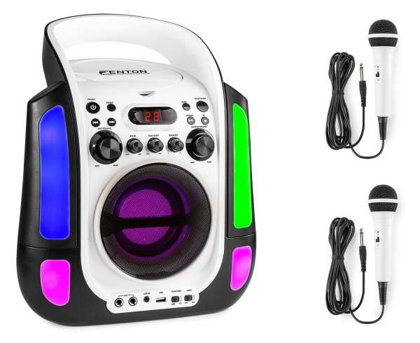 Fenton SBS30W Karaoke System mit CD und 2 Mikrofonen