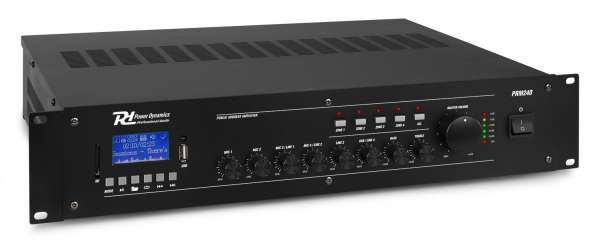 Power Dynamics PRM240 100V 6 Kanal Verstärker mit 4 Zonen und Bluetooth / SD / USB / MP3