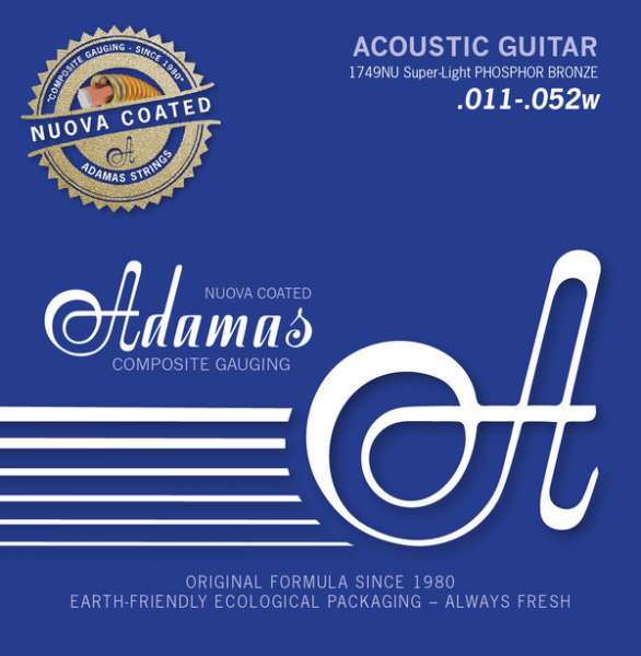 Adamas Akustik-Gitarren Saiten Nuova Phosphor Bronze beschichtet Super-Light .011-.052