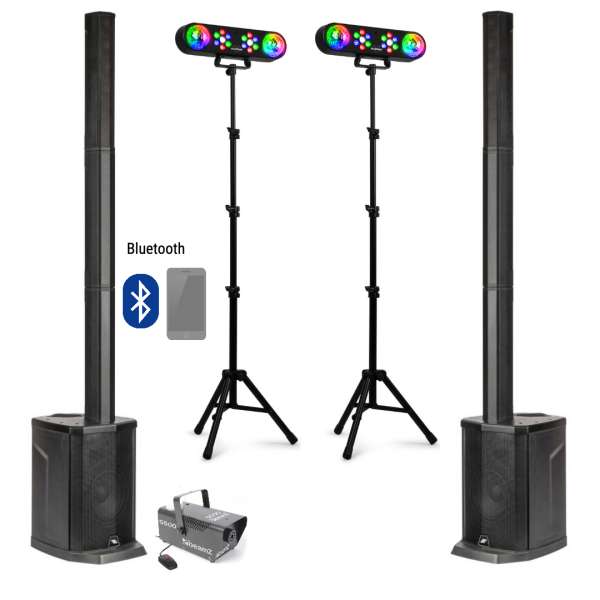 HotSound Store Partypack 2 - Komplette Stereo Partyanlage mit Licht, Bluetooth und Nebel