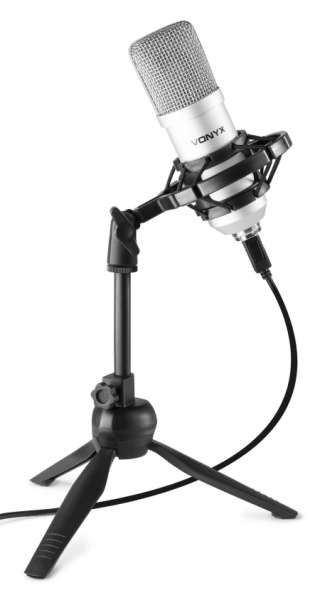 Vonyx CM300S USB Kondensator Studio Mikrofon für Podcast und Livestreamer Titan