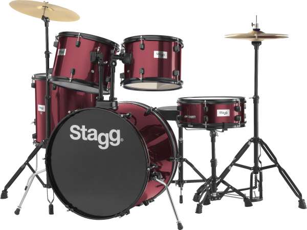 Stagg Schlagzeug Set TIM122B weinrot mit Hardware und Becken