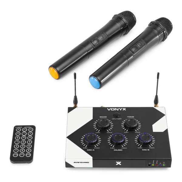 Karaoke Funkmikrofon System Set mit Bluetooth Mischpult Vonyx AV510 Pro
