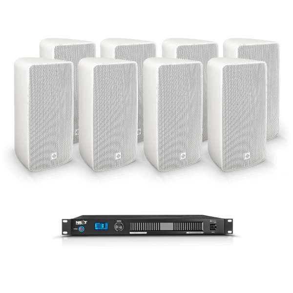 NEXT audiocom 8T6W.A504 - Outdooor Installations-Set mit 4-Kanal DSP Verstärker weiß