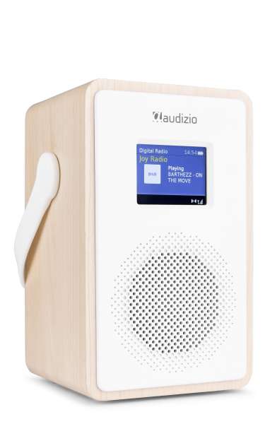 Audizio Modena mobiles DAB+ Radio mit Akku weiß / helles Holz