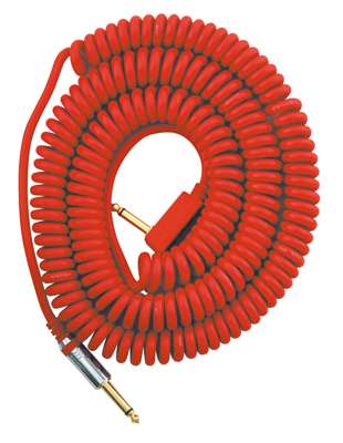 VOX Gitarrenkabel - professional Klinken Spiralkabel 9m rot mit Winkelstecker