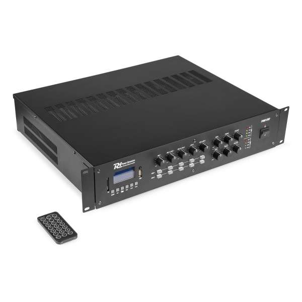 Power Dynamics PRM1202 100V ELA Matrix-Verstärker mit 2 Zonen und Bluetooth SD USB