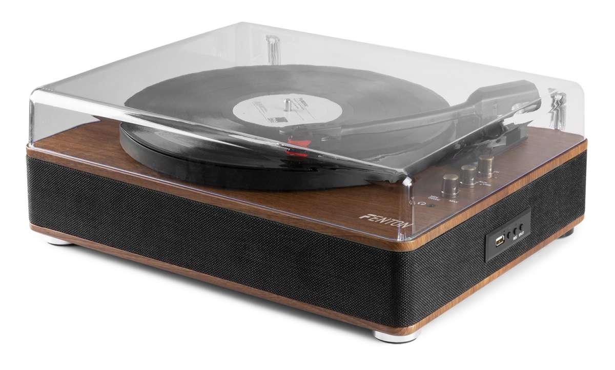 Fenton Plattenspieler RP162 mit Bluetooth und integrierten Lautsprechern WalnußHolzoptik