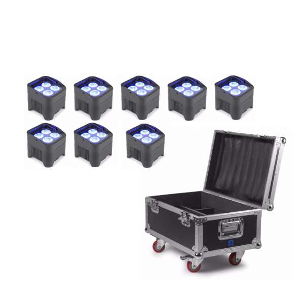 BeamZ BBP94 Akku Uplighting Set 8 mit Ladecase