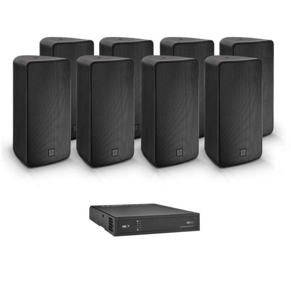 NEXT audiocom 8T6.AD500 - Installations-Set mit Outdoor-Lautsprechern und DSP Netzwerk-Verstärker
